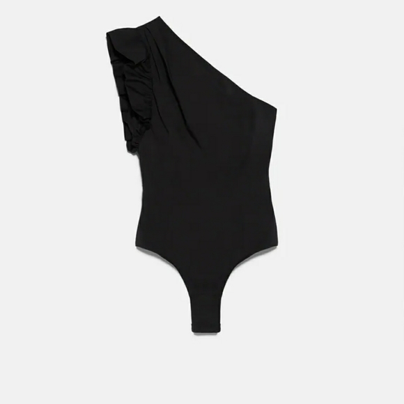 Zara Tops Zara Asymmetric Poplin Bodysuit Poshmark